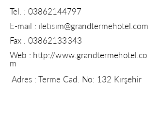 Grand Terme Hotel iletiim bilgileri